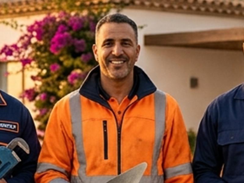 Maçon professionnel sur un chantier